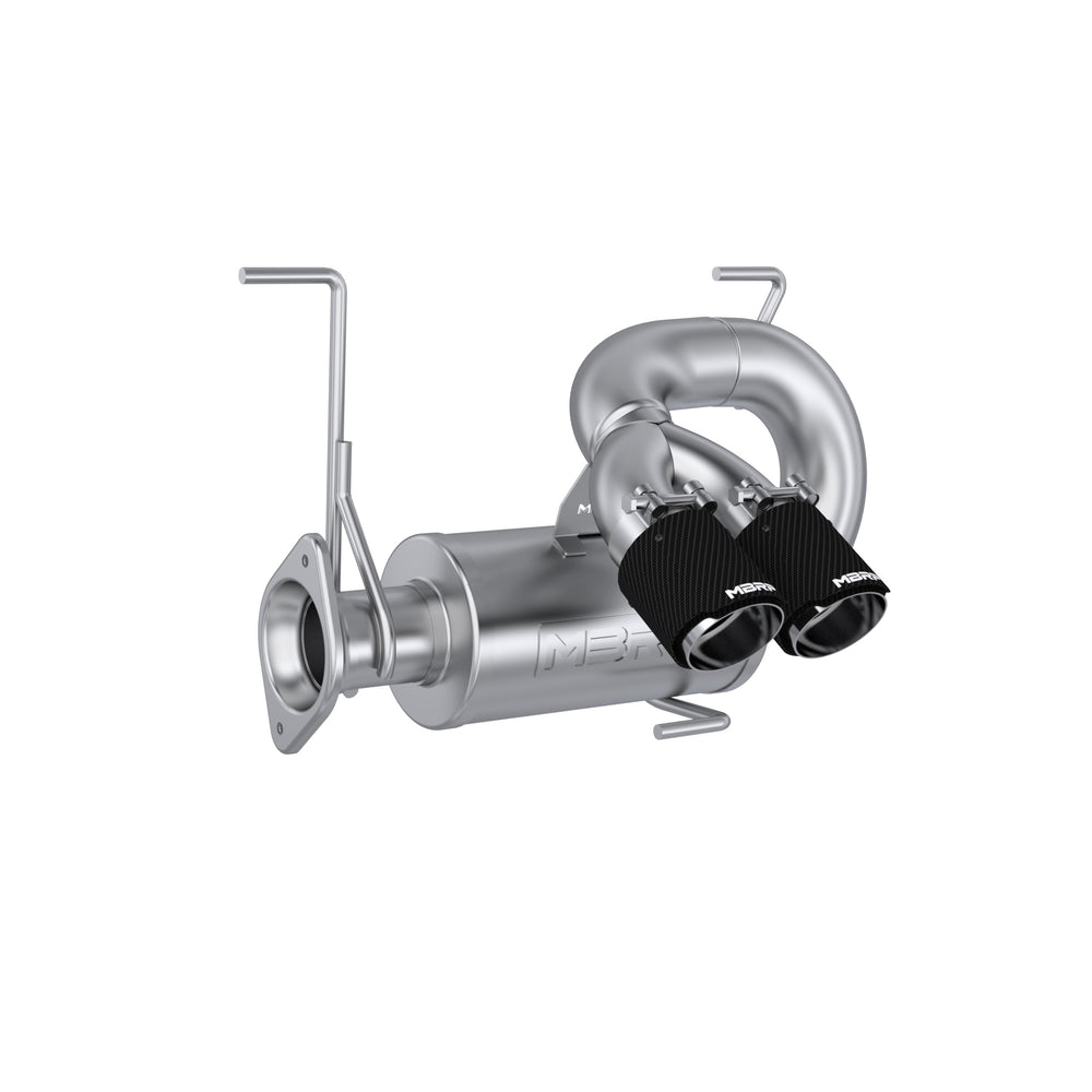 Can-Am Single Slip-on Muffler with catalytic converter and carbon fiber tips.