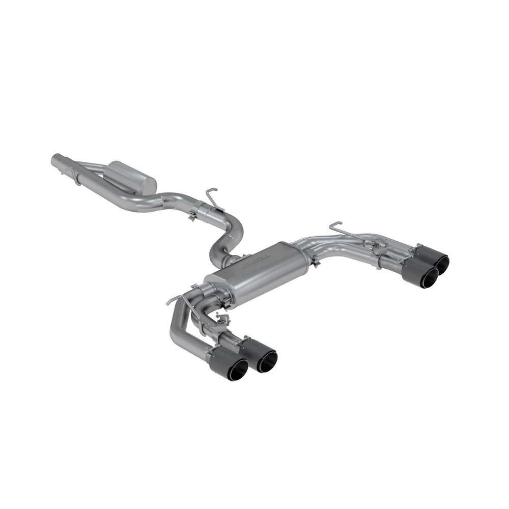 MBRP Exhaust S46043CF 3in. Cat-Back. Quad Split Rear Exit. Active. T304. CF Tips