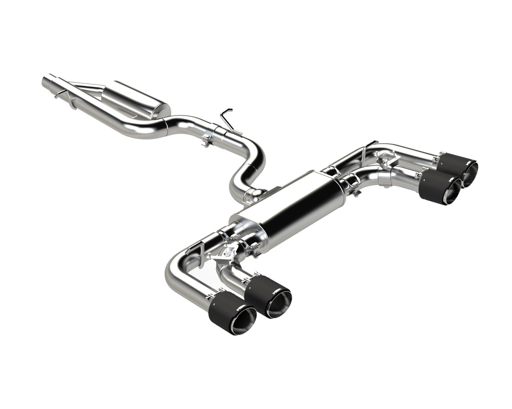 MBRP Exhaust S46133CF 3in. Cat-Back. 2.5in. Quad Split Rear Exit. Active. T304. CF Tips