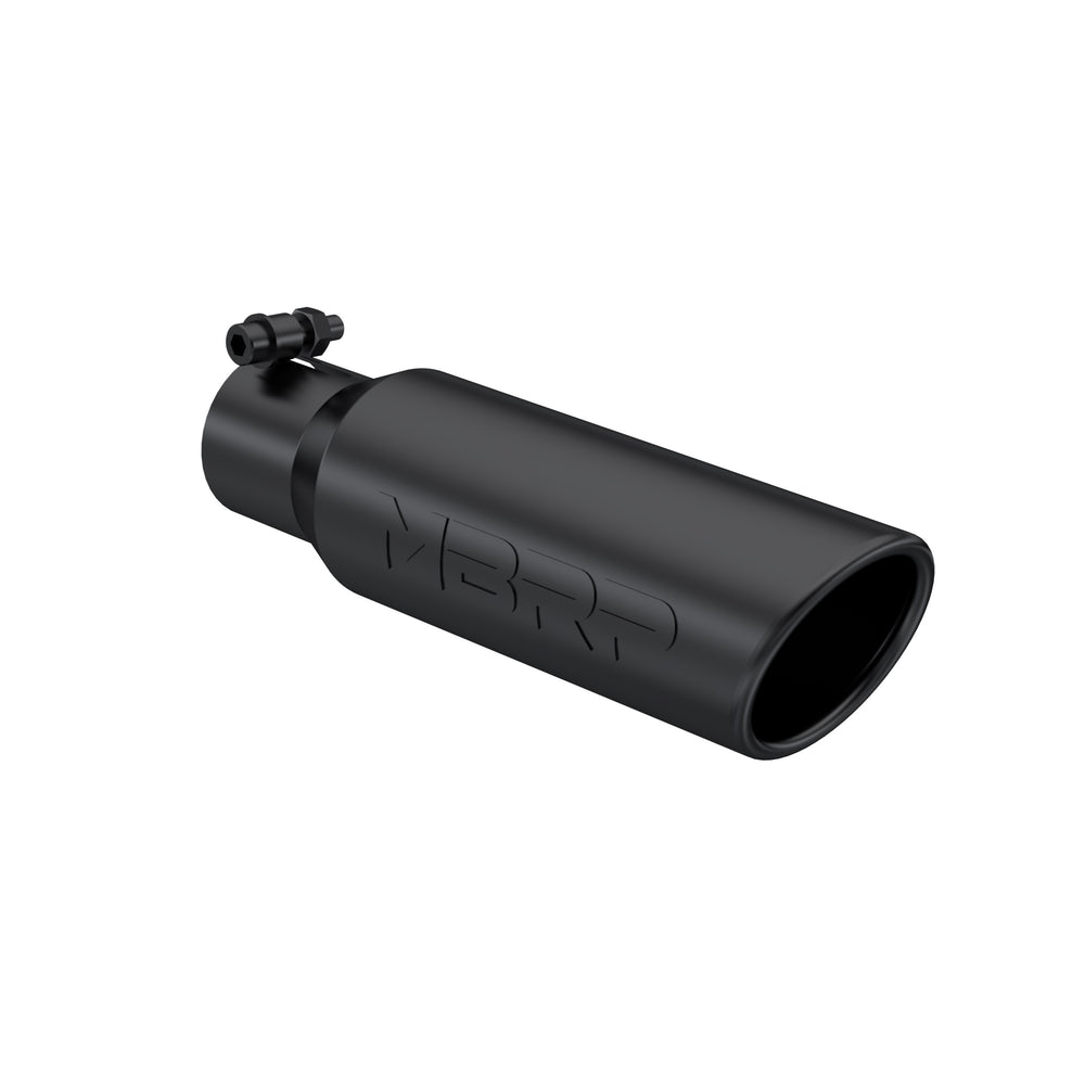 MBRP Exhaust T5113BLK Tip. 3in. O.D. Angled Rolled End 2in. inlet 12in. Length. BLK.