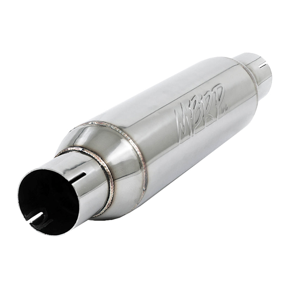 MBRP Exhaust R1012 Resonator. 2.5in. Inlet. Outlet. 16in. body. 20in. overall. T304