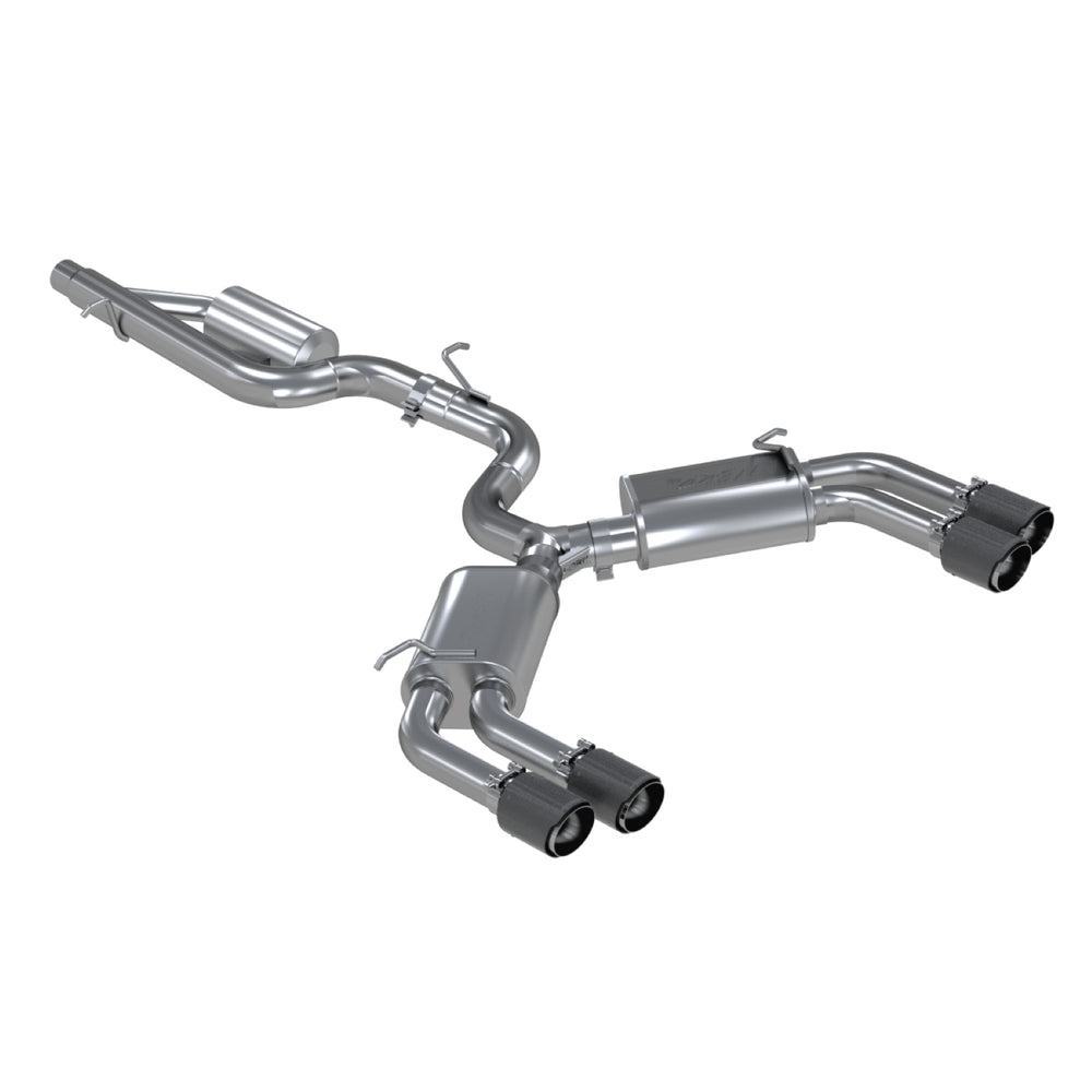 MBRP Exhaust 3" Cat Back, Quad Split Rear,with Carbon Fiber Tips T304
