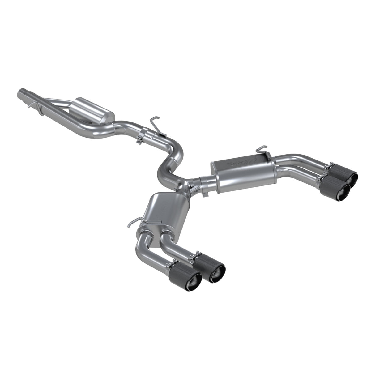 MBRP Exhaust 3" Cat Back, Quad Split Rear,with Carbon Fiber Tips T304