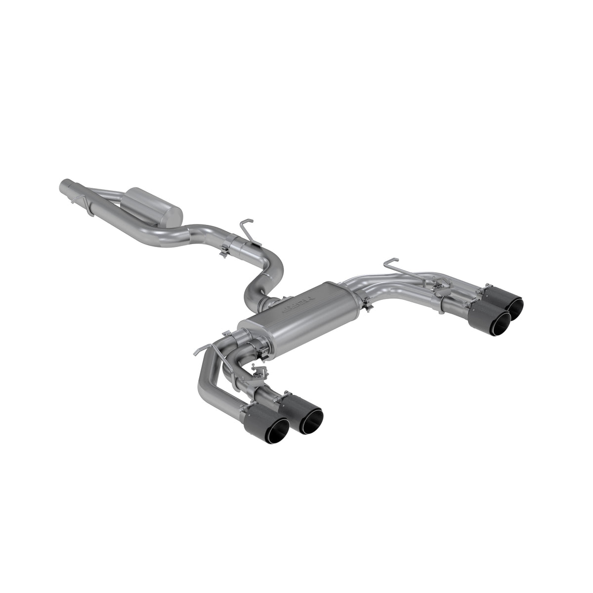MBRP Exhaust S46043CF 3in. Cat-Back. Quad Split Rear Exit. Active. T304. CF Tips