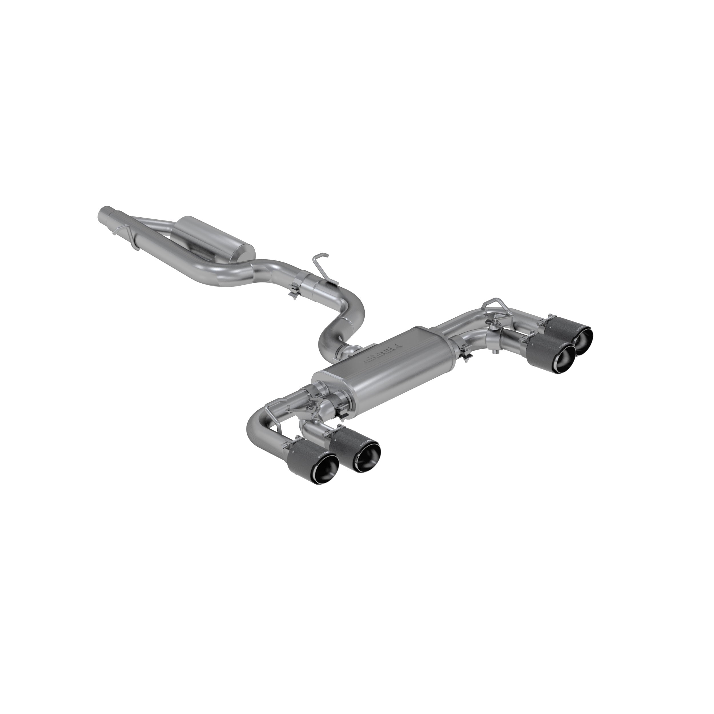 MBRP Exhaust S46053CF 3in. Cat-Back. Quad Split Rear Exit. Active. T304. CF Tips