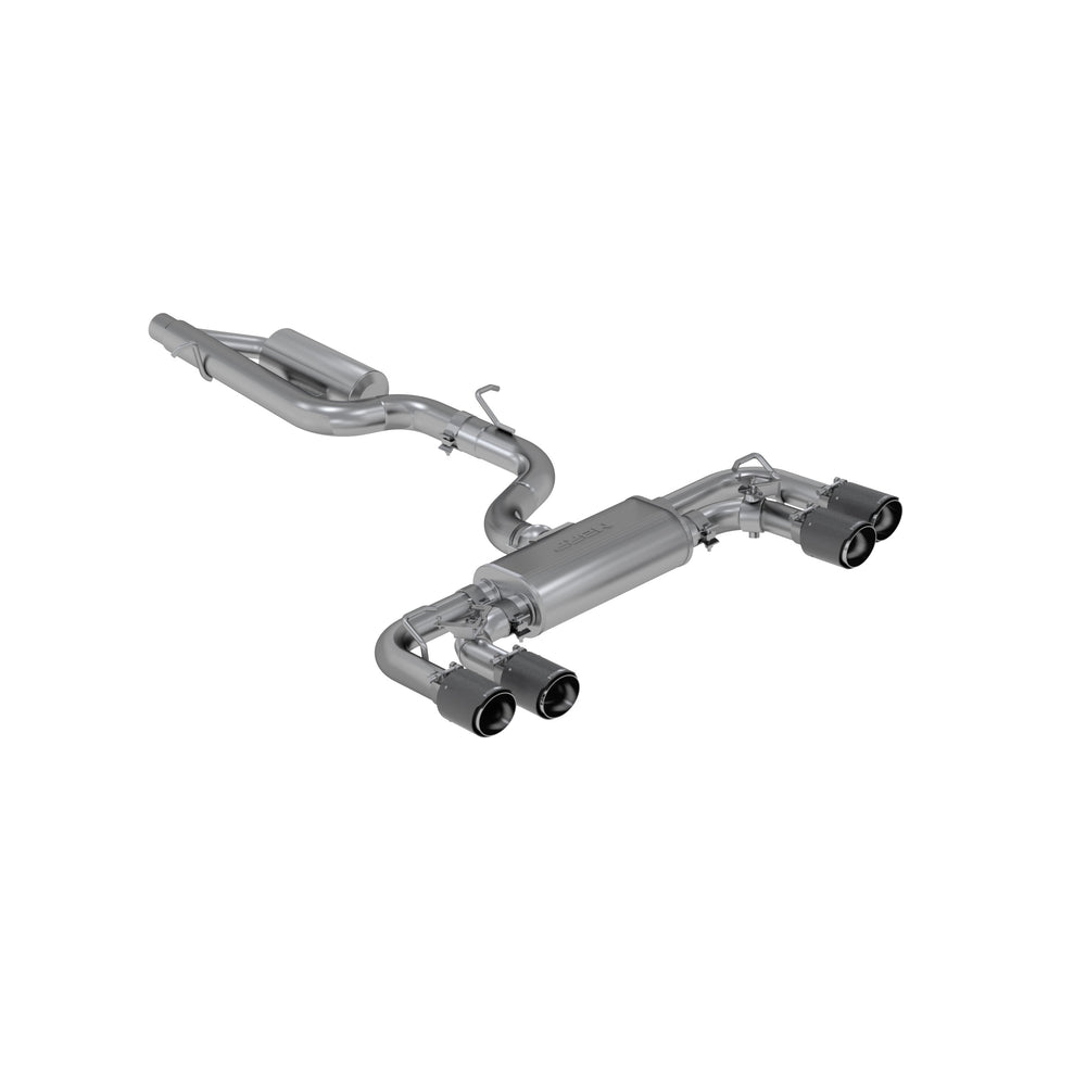 MBRP Exhaust S46053CF 3in. Cat-Back. Quad Split Rear Exit. Active. T304. CF Tips