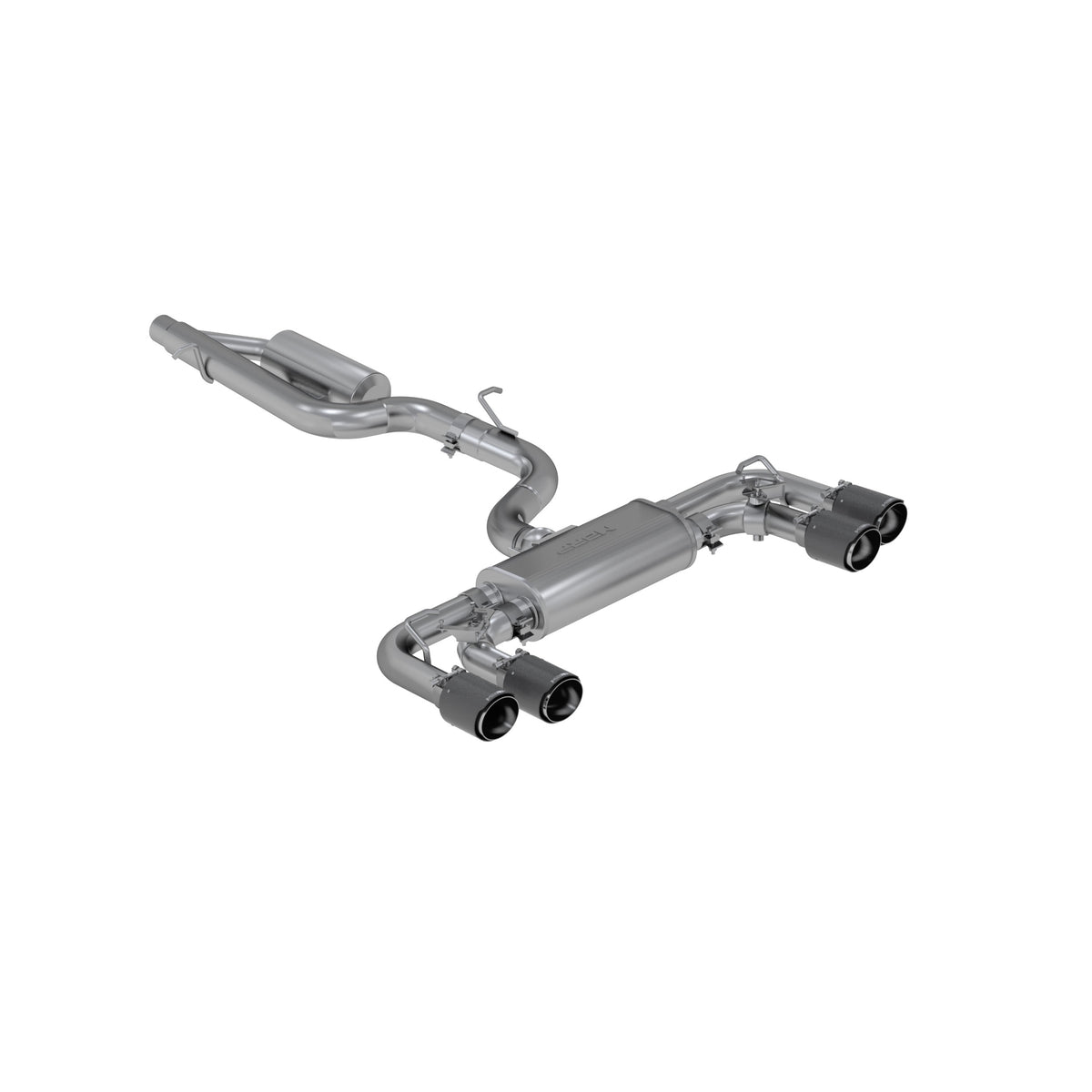 MBRP Exhaust S46053CF 3in. Cat-Back. Quad Split Rear Exit. Active. T304. CF Tips