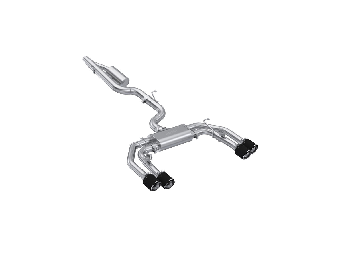 MBRP Exhaust S46193CF MBRP 3in. Cat-Back, 2.5in. Quad Split Rear Exit, T304, CF Tips, Active.