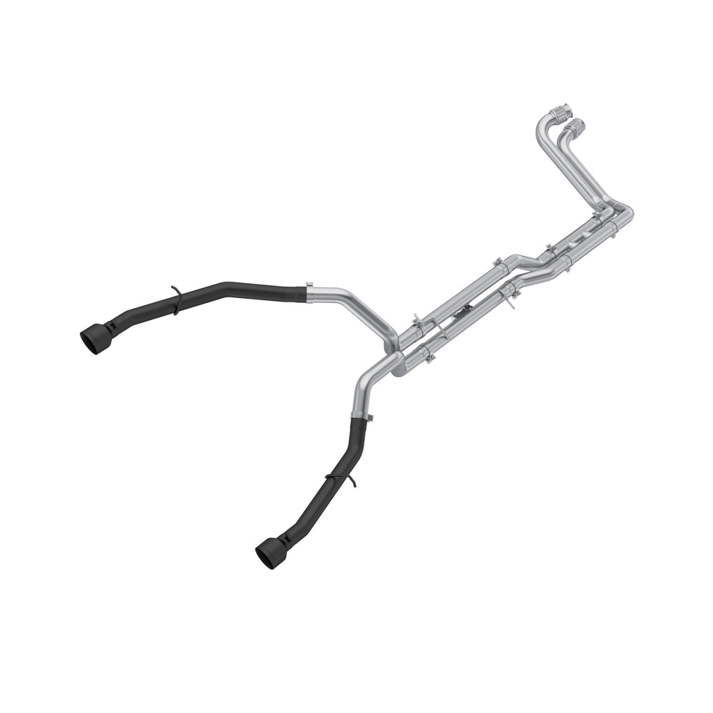 Black-Coated Aluminized Steel, 3" Cat Back, Dual Rear with Tips