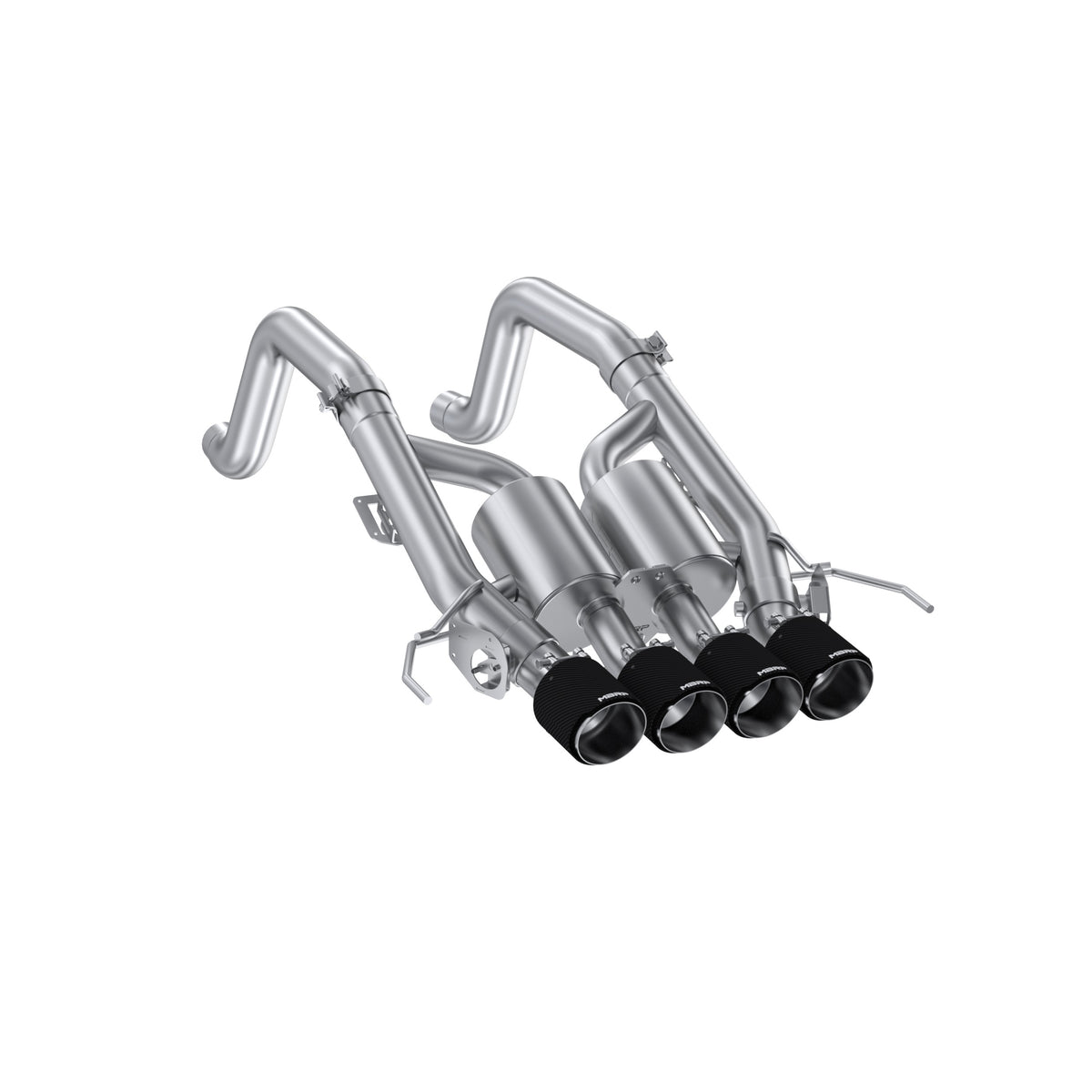 MBRP Exhaust 3in. Axle-Back; Quad Rear with 4.5in. Carbon Fiber Tips, T304, Active