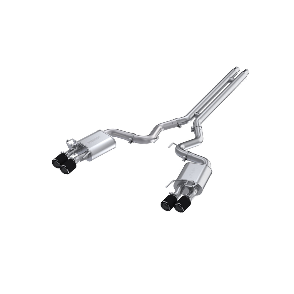 MBRP Exhaust 3" Cat Back, Dual Quad Split Rear Exit;with Carbon Fiber Tips; Active Exhaust T304