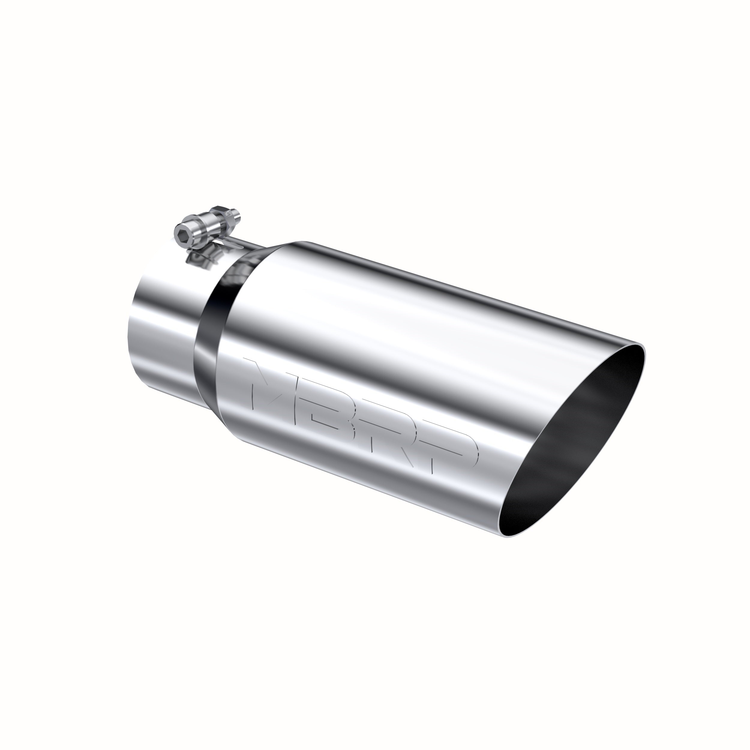 MBRP Exhaust T5052 Tip. 5in. O.D. Angled Single Walled 4in. inlet 12in. length. T304.