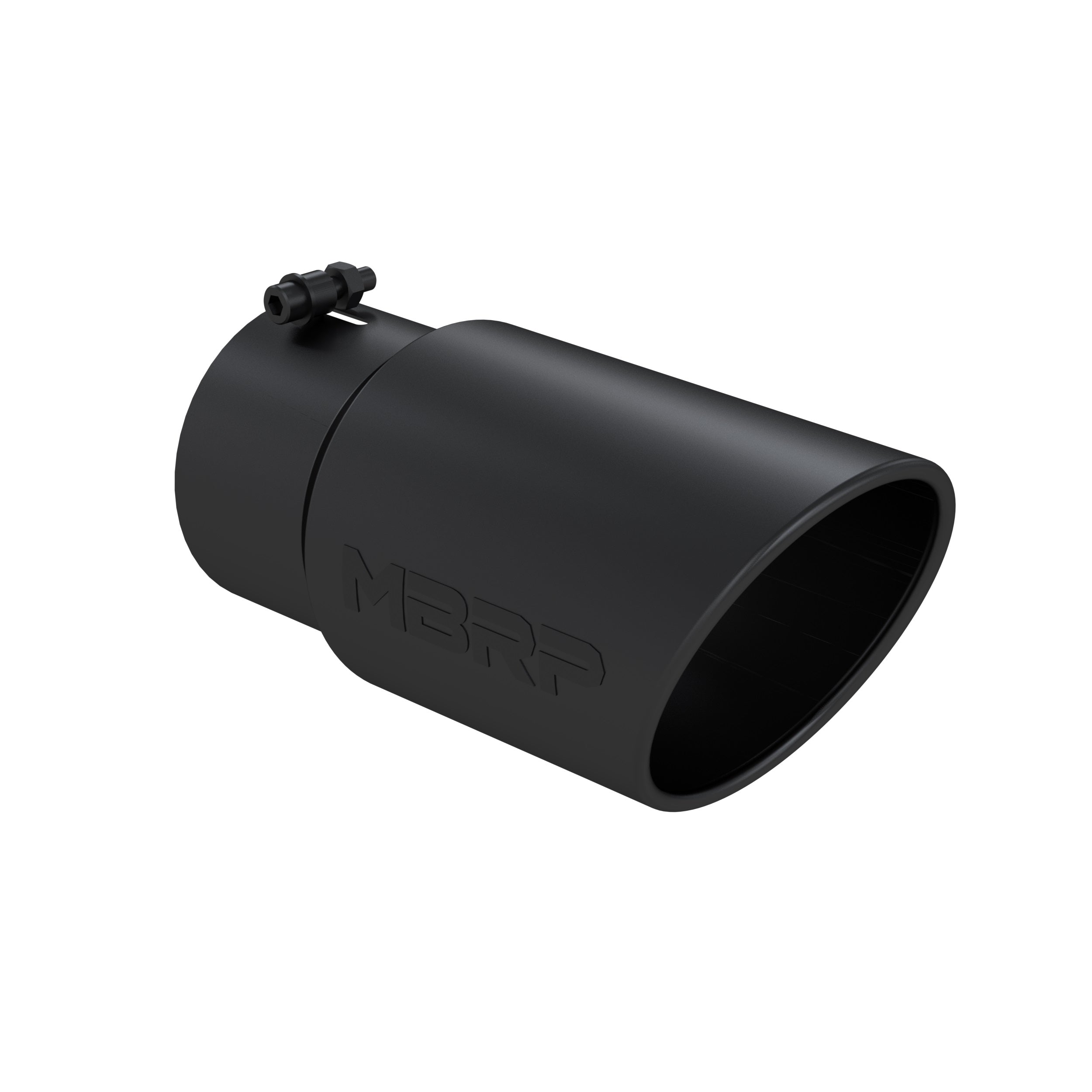MBRP Exhaust T5075BLK Tip. 6in. O.D. Angled Rolled End 5in. inlet 12in. length. Black Series.