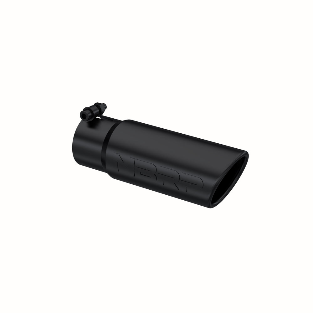 MBRP Exhaust T5115BLK Tip. 3.5in. O.D. Angled Rolled End. 3in. I.D. inlet. 10in. length. BLK.