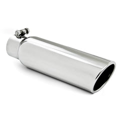 MBRP Exhaust 3.5in. OD; 2.5in. inlet; 12in. in length; Angled Cut Rolled End; Clampless-no weld; T304