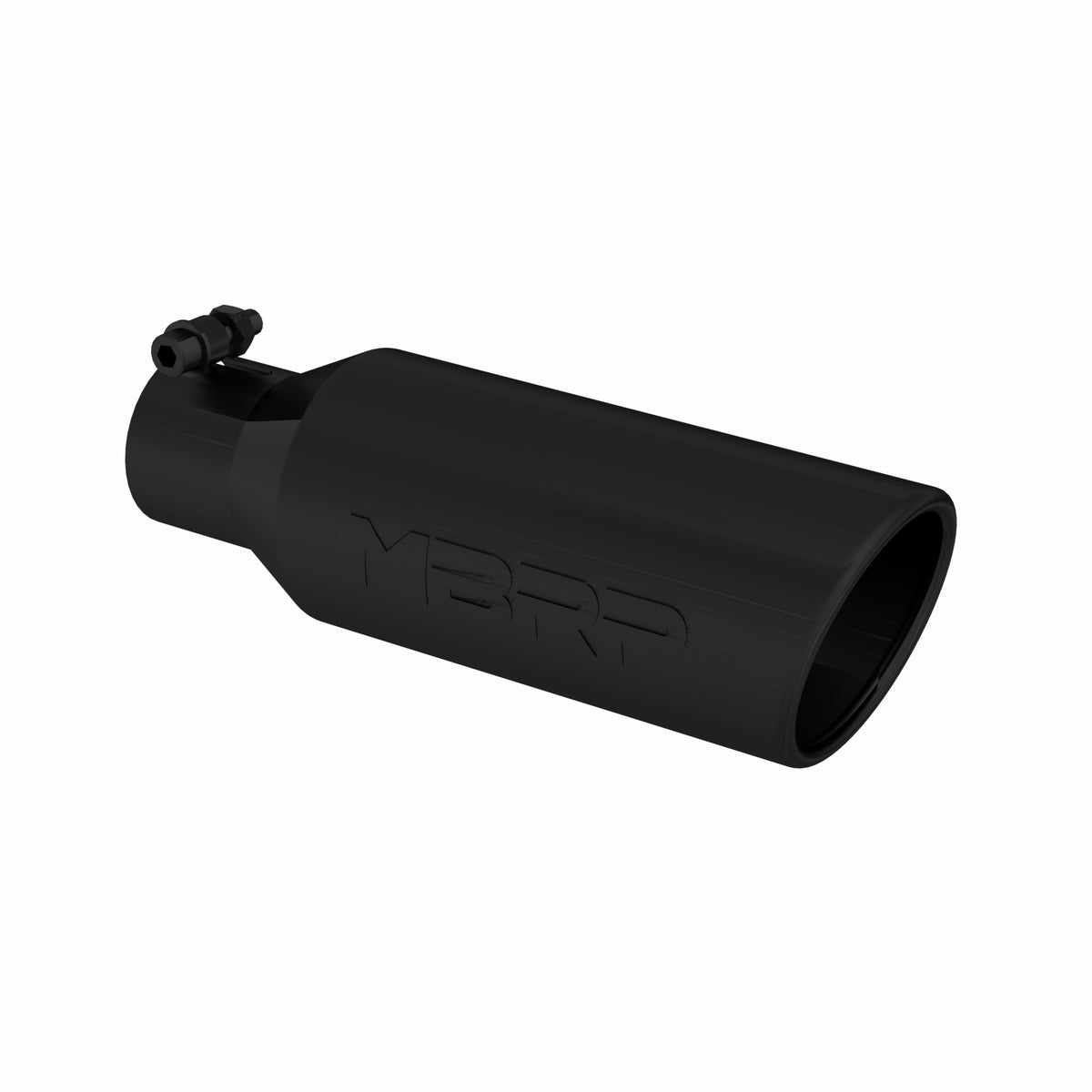 MBRP Exhaust T5150BLK Tip. 4in. O.D.. Angled Rolled End. 2.5in. inlet. 12in. in length. BLK