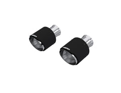 MBRP Exhaust 5in. OD, SEC 70 inlet, 7.7in. in length, Dual Wall, Angle Cut, CF Tip Pairs.
