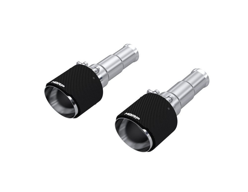 MBRP Exhaust 5in. OD Dual Wall Angle Cut Carbon Fiber Exhaust Tips, Sold in Pairs.