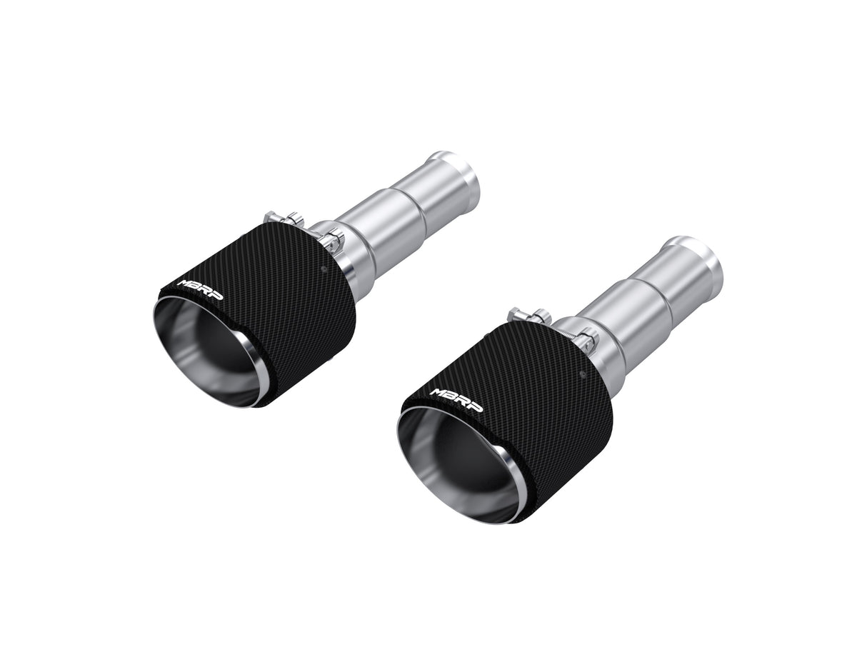 MBRP Exhaust 5in. OD Dual Wall Angle Cut Carbon Fiber Exhaust Tips, Sold in Pairs.
