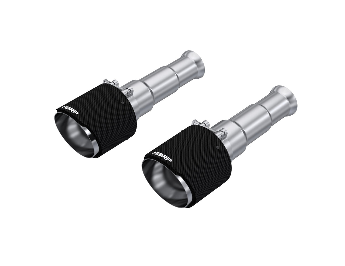 MBRP Exhaust 5in. OD Dual Wall Angle Cut Carbon Fiber Exhaust Tips, Sold in Pairs.