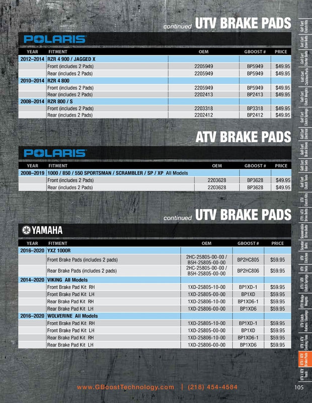 BP1XD6-1 - Extreme Duty Brake Pads - YAMAHA